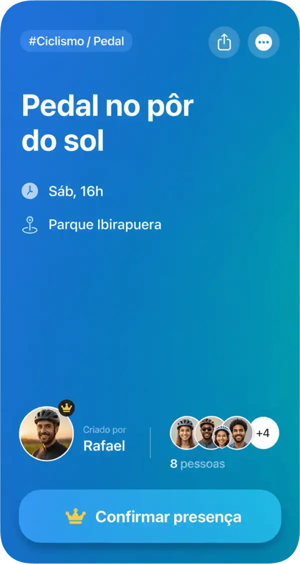 Convite para pedal no pôr do sol criado por Rafael